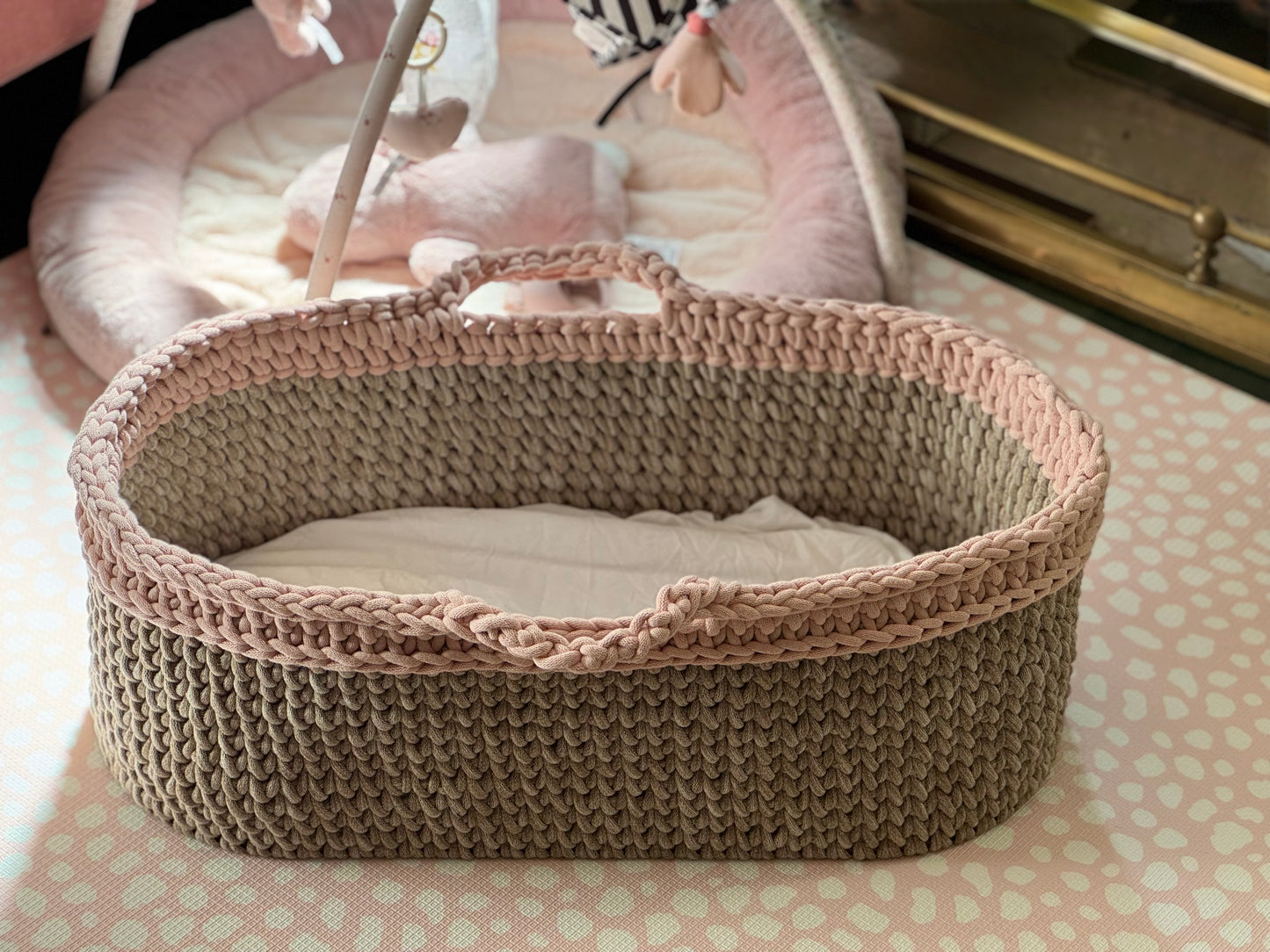 Large Handmade Crochet Moses Basket (80x35cm)